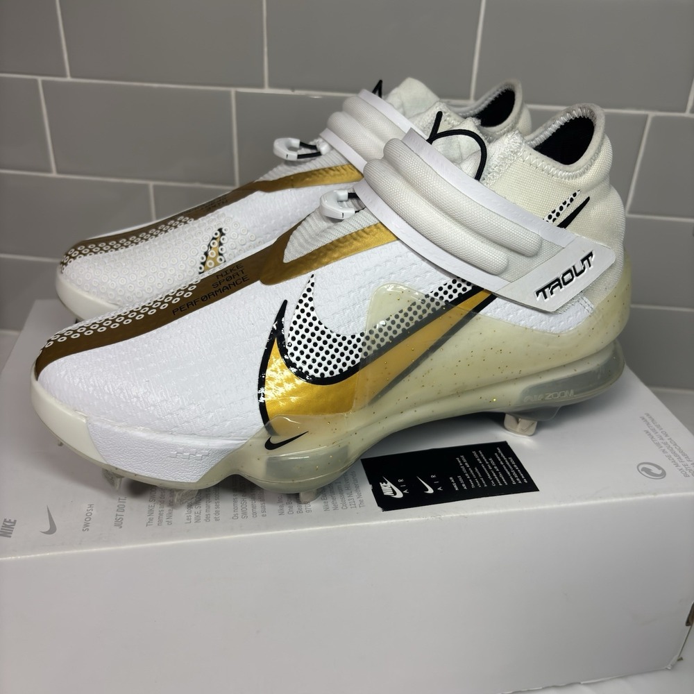 Nike Force Zoom Mike Trout 7 Men's Sz 7.5 Baseball Cleats White Gold CI3134-106
